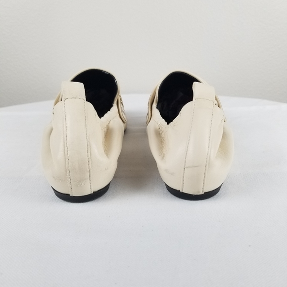 Lanvin Cream Soft Lamb Leather Loagers with Gold Chain Detail Size 7 - Picture 9 of 12